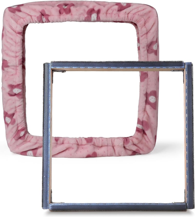 ICZW Gripper Strip Frame Punch Needle Frame Rug Hooking with Frame Cover 15.7" x 15.7" (Pink) - Image 1